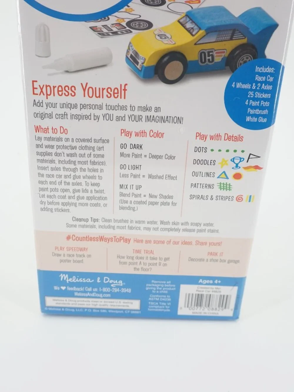 NEW! Melissa & Doug Decorate Your Own Wooden Race Car NEW SEALED
